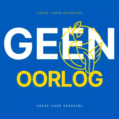 Blauwe en gele anti-oorlogs- en vredesboodschappen in Oekraïne