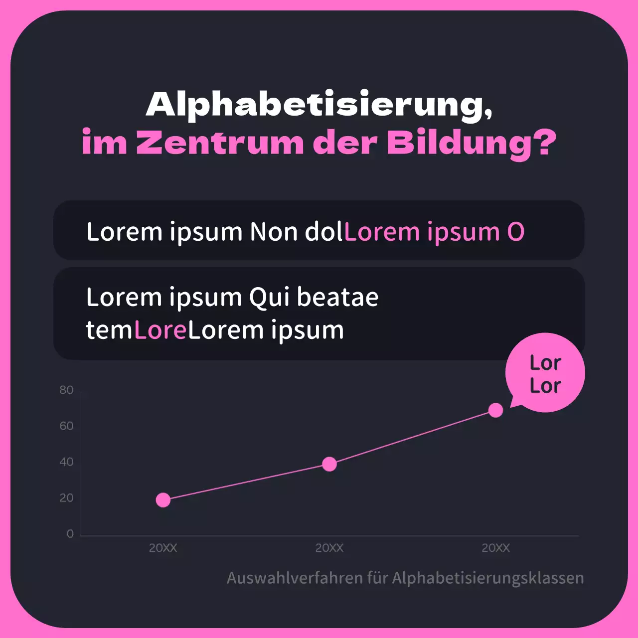Schwarz und rosa studieren 3D niedlich Alphabetisierung Förderung