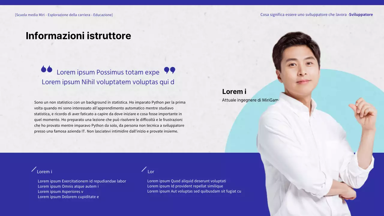 Formazione per l'esplorazione delle carriere degli sviluppatori di colore blu