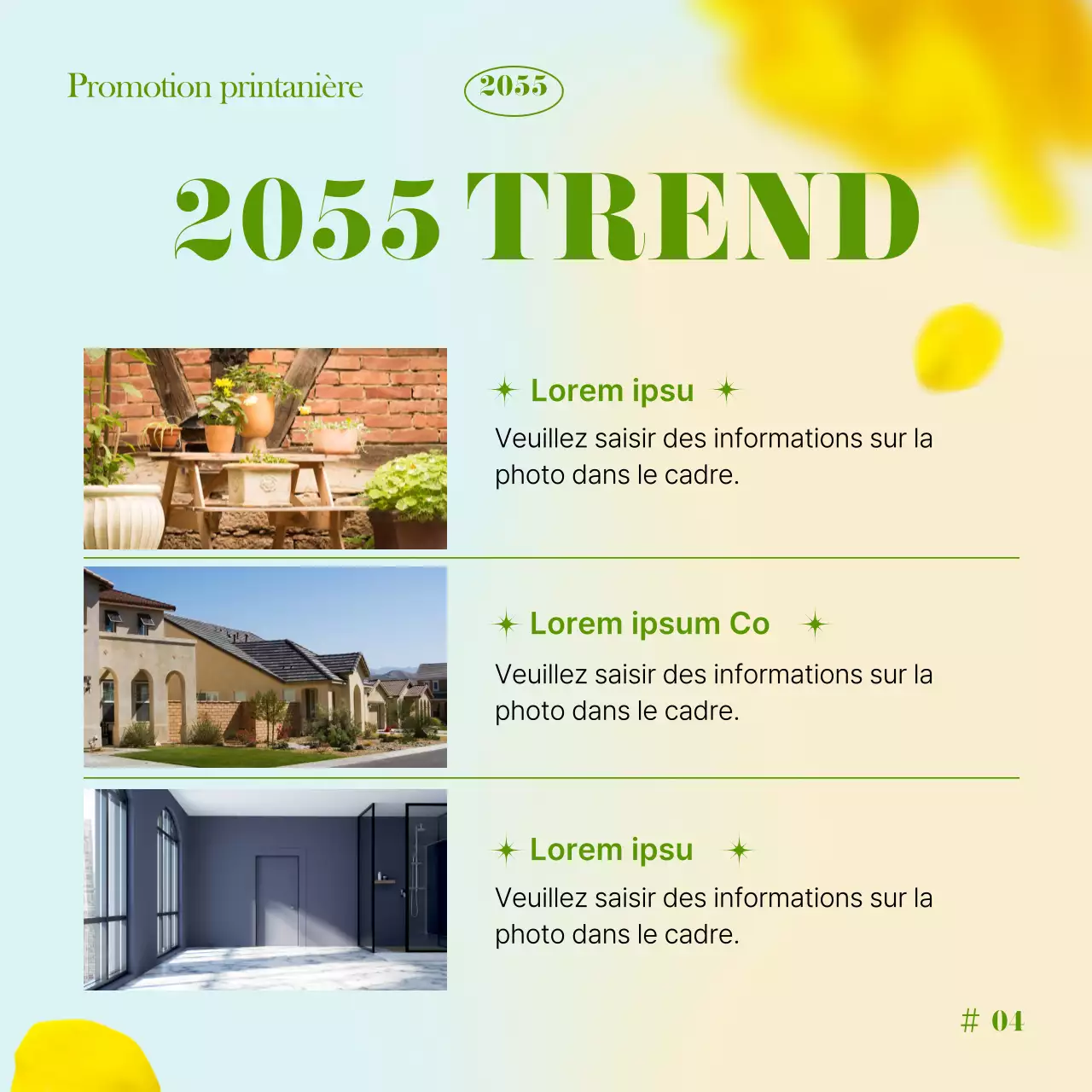 Evénement printanier vert et jaune