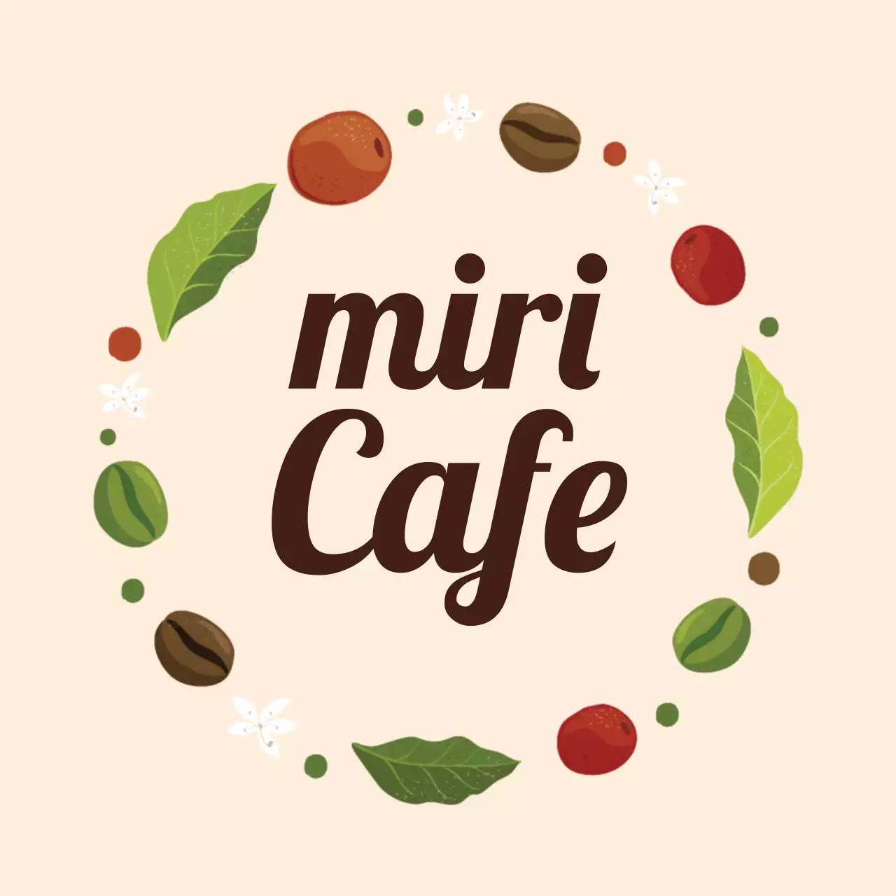 Label kafe bingkai bergambar berwarna krem