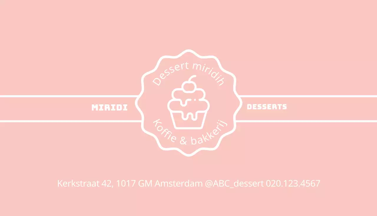 Roze Beige Geïllustreerd Dessert Visitekaartje