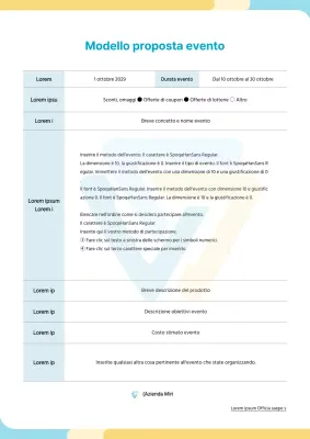 Proposta di brief con forme arrotondate in azzurro e giallo