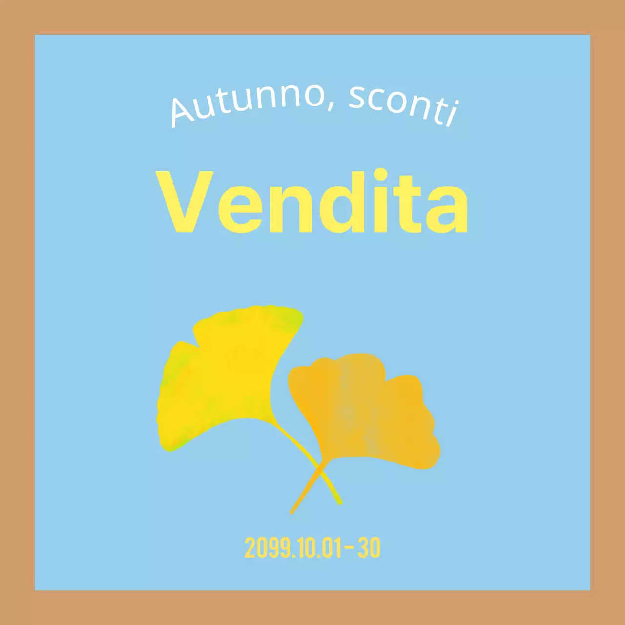 Promuovete la vostra vendita autunnale con uno sfondo minimalista marrone e azzurro
