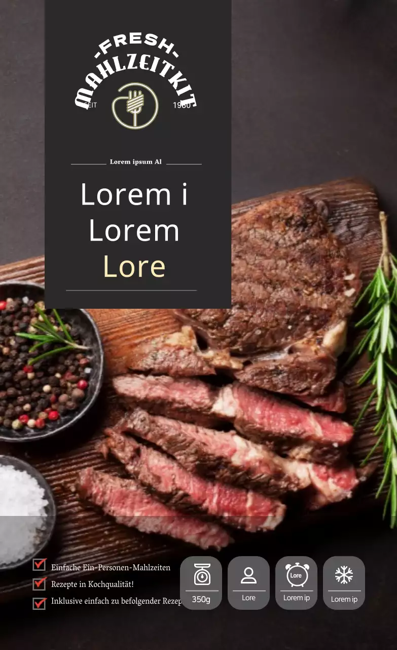 Schwarzes luxuriöses Restaurant Steak Mahlzeit Kit Aufkleber