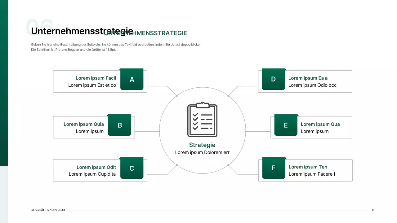Präsentationsmappe für einen Geschäftsplan mit einem Indexkonzept in Grün mit Farbverlauf