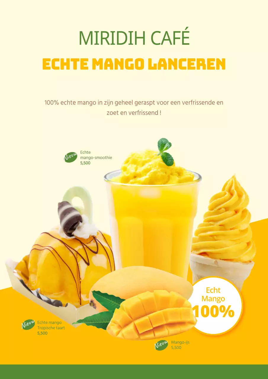 Geelgroene Real Mango lanceringspagina