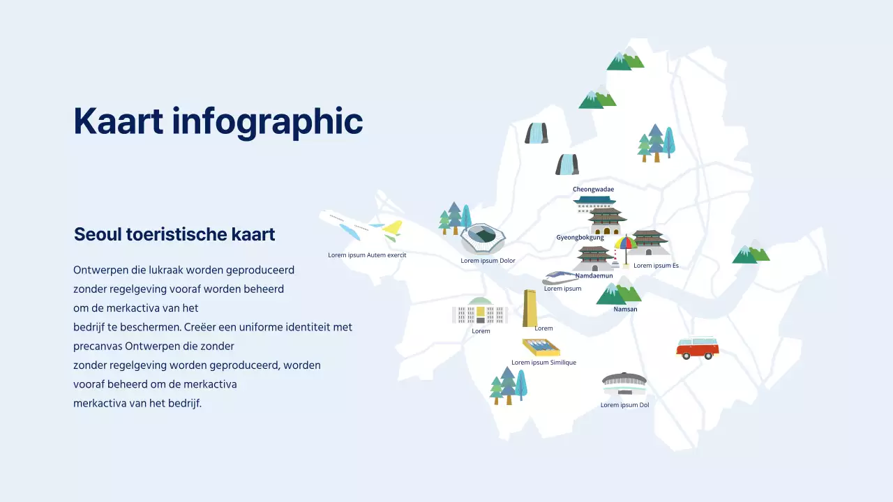 Geïllustreerde kaart van Seoul in blauw en lichtblauw MAP infographic