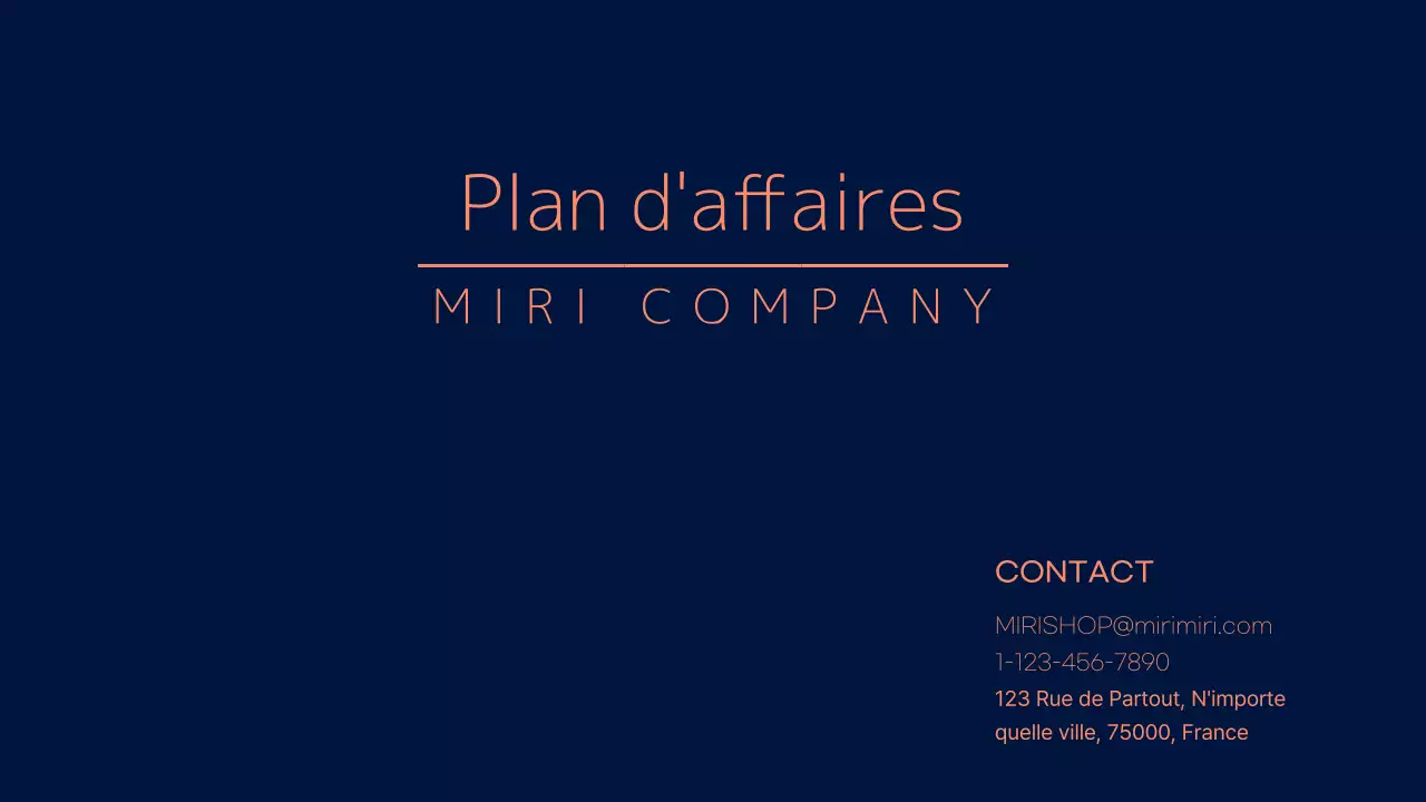 Un plan d'entreprise navy, audacieux et propre