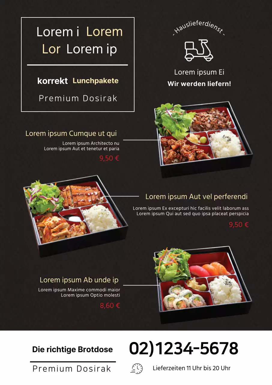 Braunes Foto Restaurant bento Menü