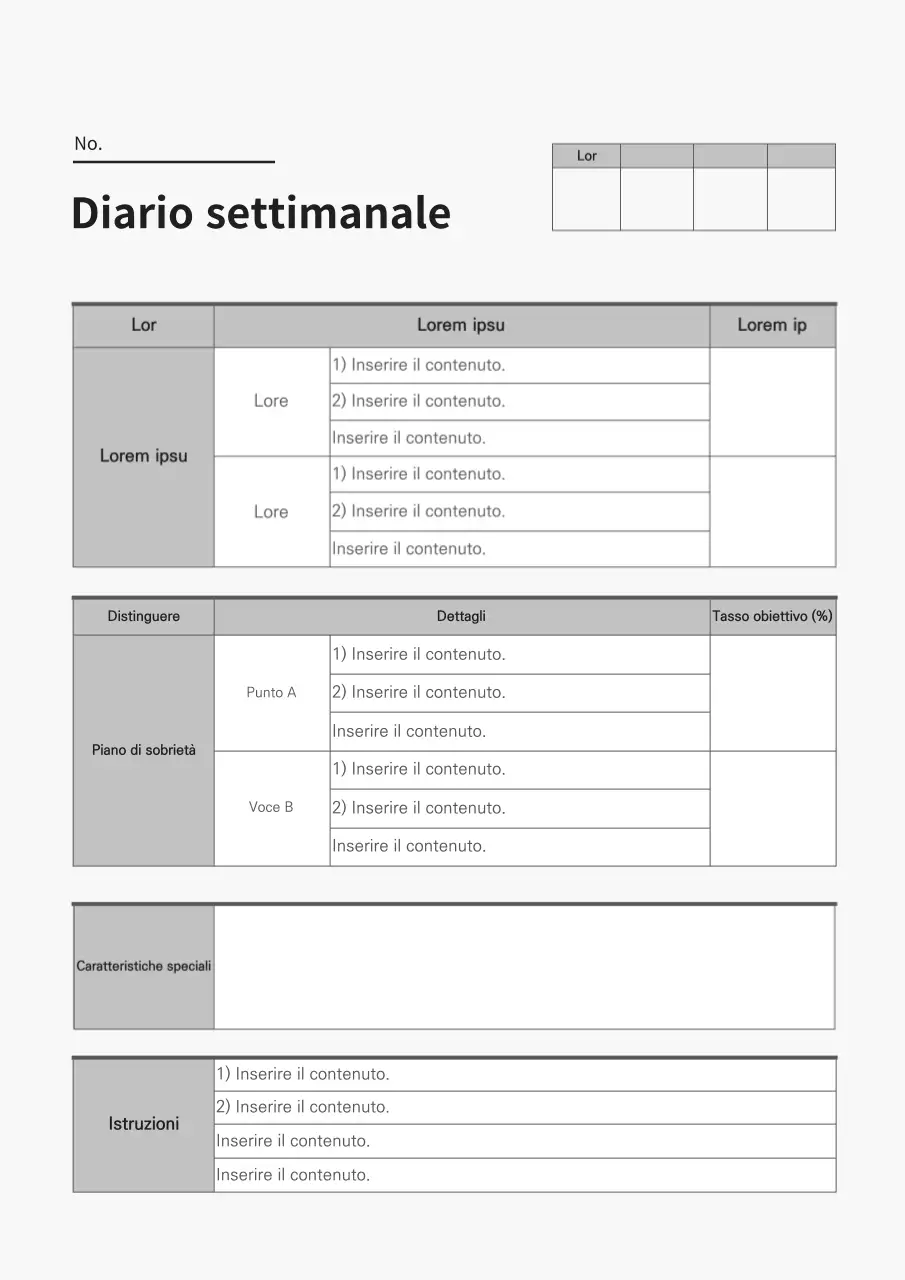 Documentazione del rapporto settimanale grigio