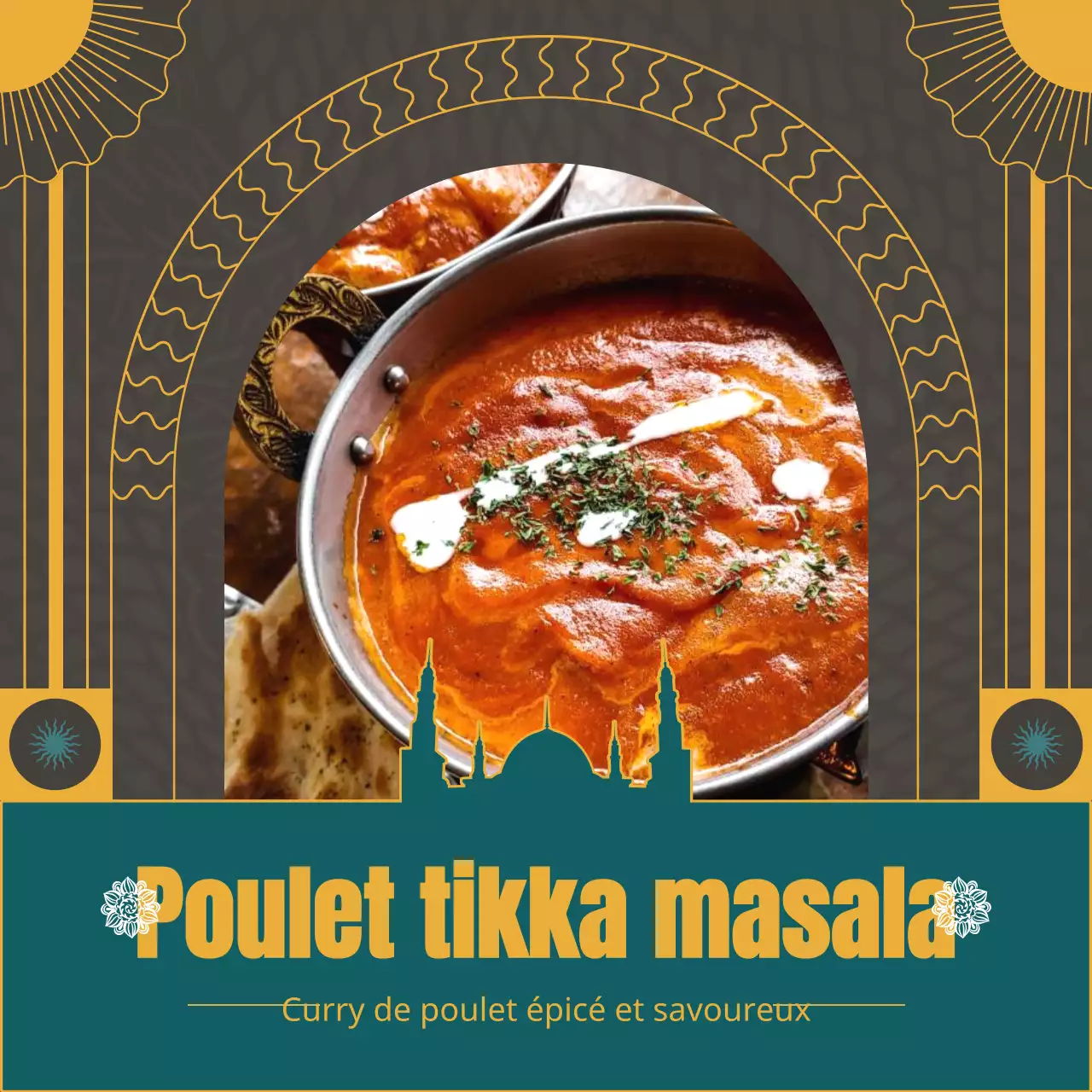 Introduction au kit de repas indien géométrique jaune et vert