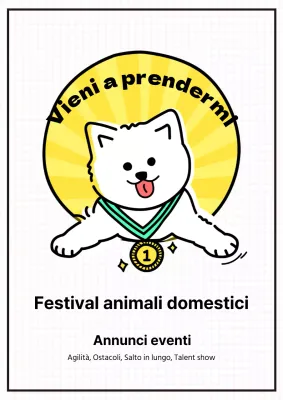 Poster promozionale bianco, pulito e carino per il festival degli animali domestici