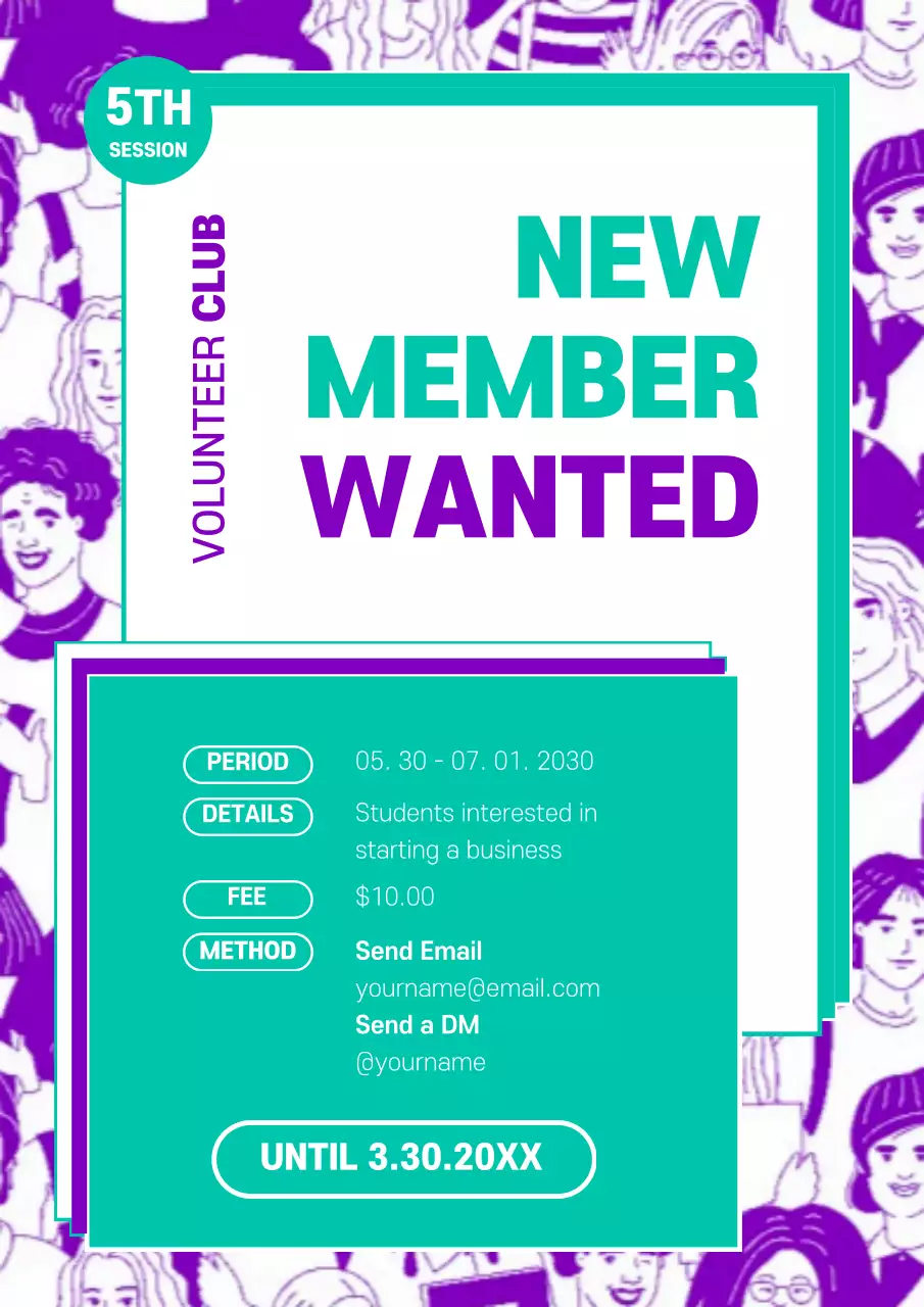 Blue Trendy Volunteer Recruitment Poster