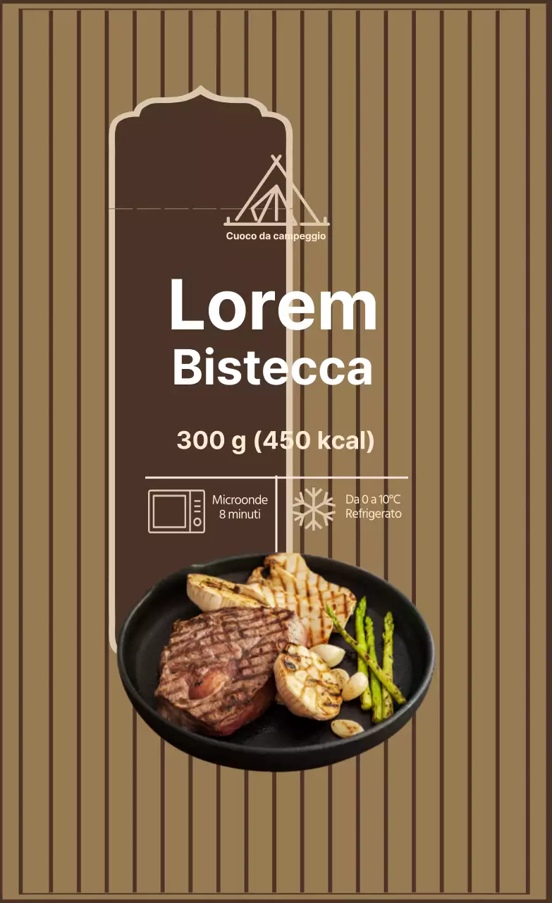 Etichetta di cottura della bistecca fotografica marrone avorio