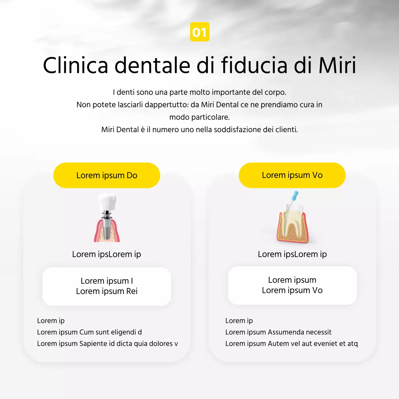Promuovere uno studio dentistico moderno in giallo e grigio
