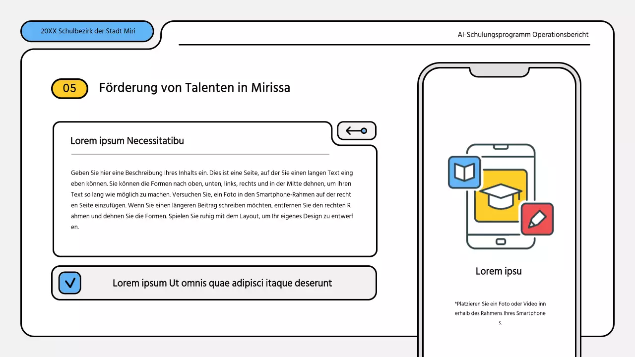Hübsche blau-gelbe Präsentationsmappe für Ausbildungsberichte