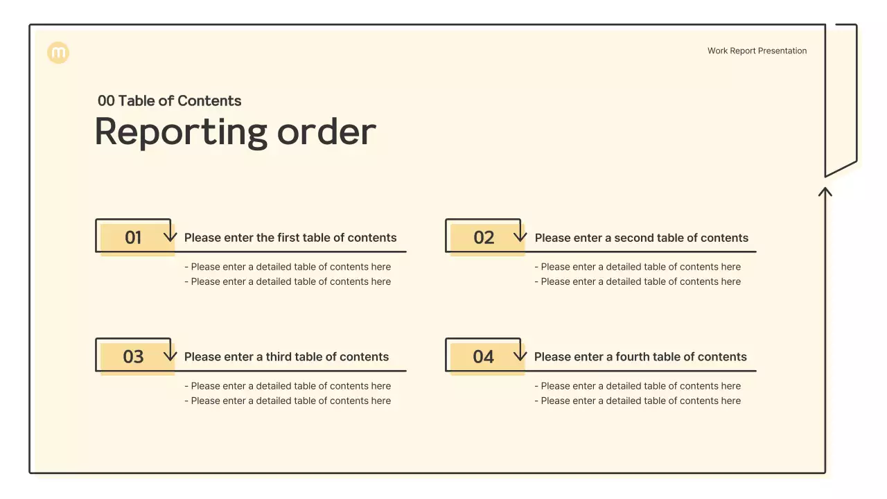 Point shapes with light yellow arrows business presentation kit