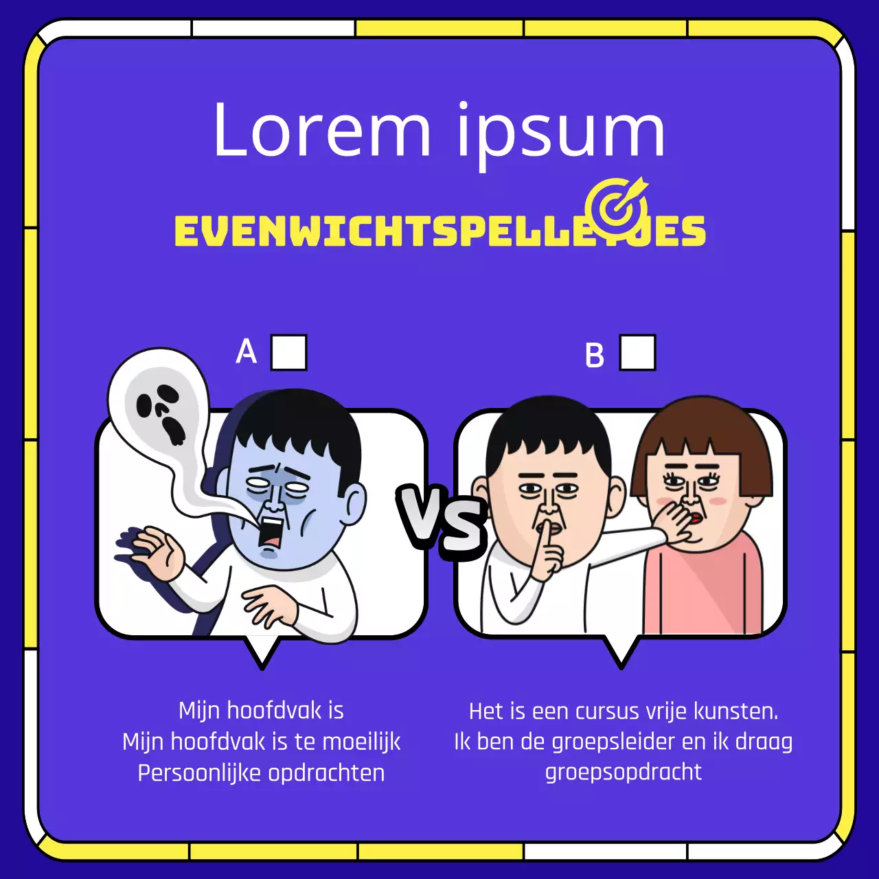 School Life Balance Game Sjabloon in paars en geel