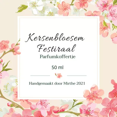 Vintage parfumlabel met roze illustratie