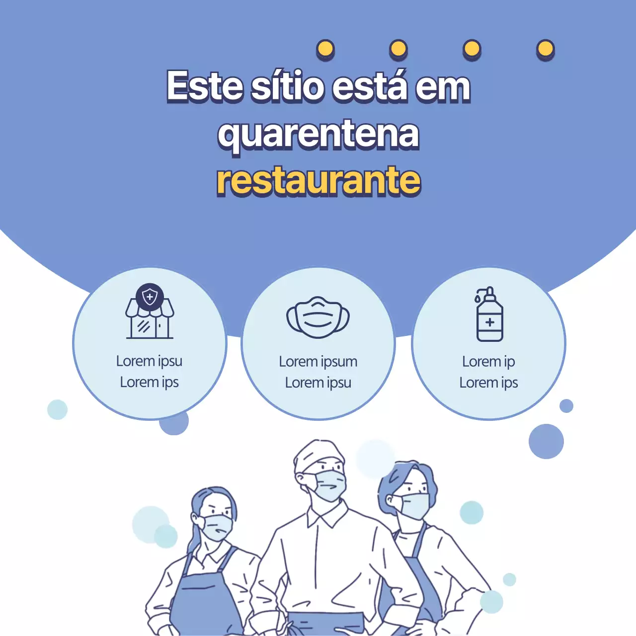 Quadrados das redes sociais com um tema azul e de quarentena