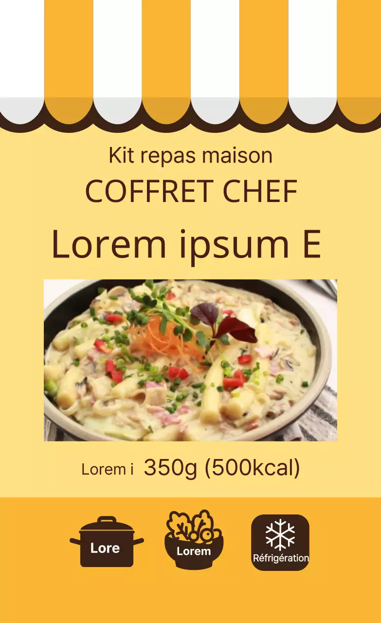 Étiquette de cuisson illustrée jaune Bunsik Tteokbokki