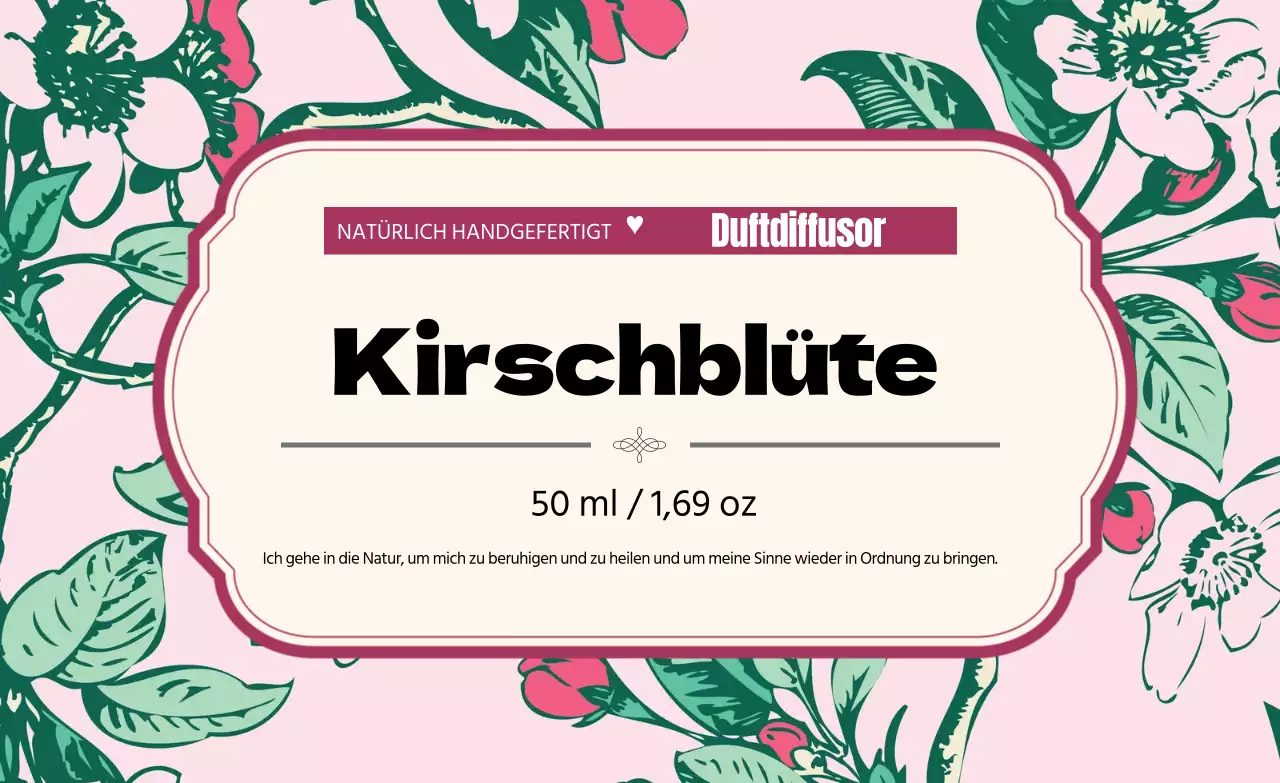 Vintage Parfüm Etikett mit rosa Illustration