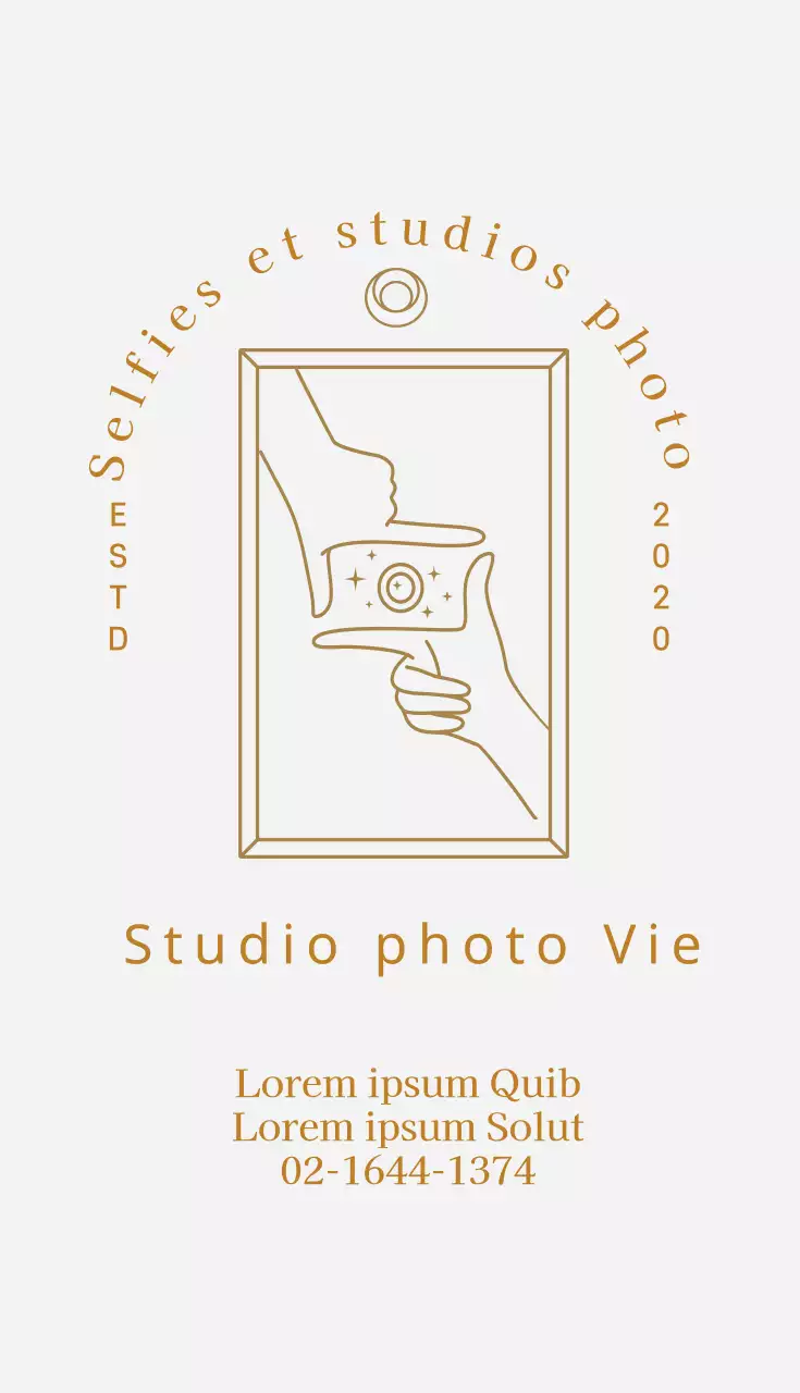 Carte de visite d'un studio de photographie illustrée en gris beige