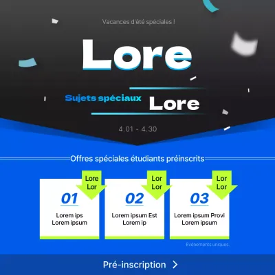 Un événement spécial simple, bleu et noir, pour les vacances d'été