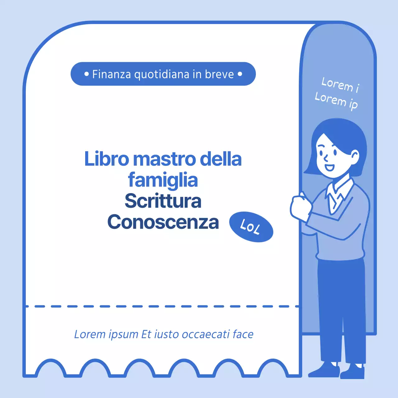 Come creare un registro di famiglia con uno sfondo illustrativo blu per le ricevute