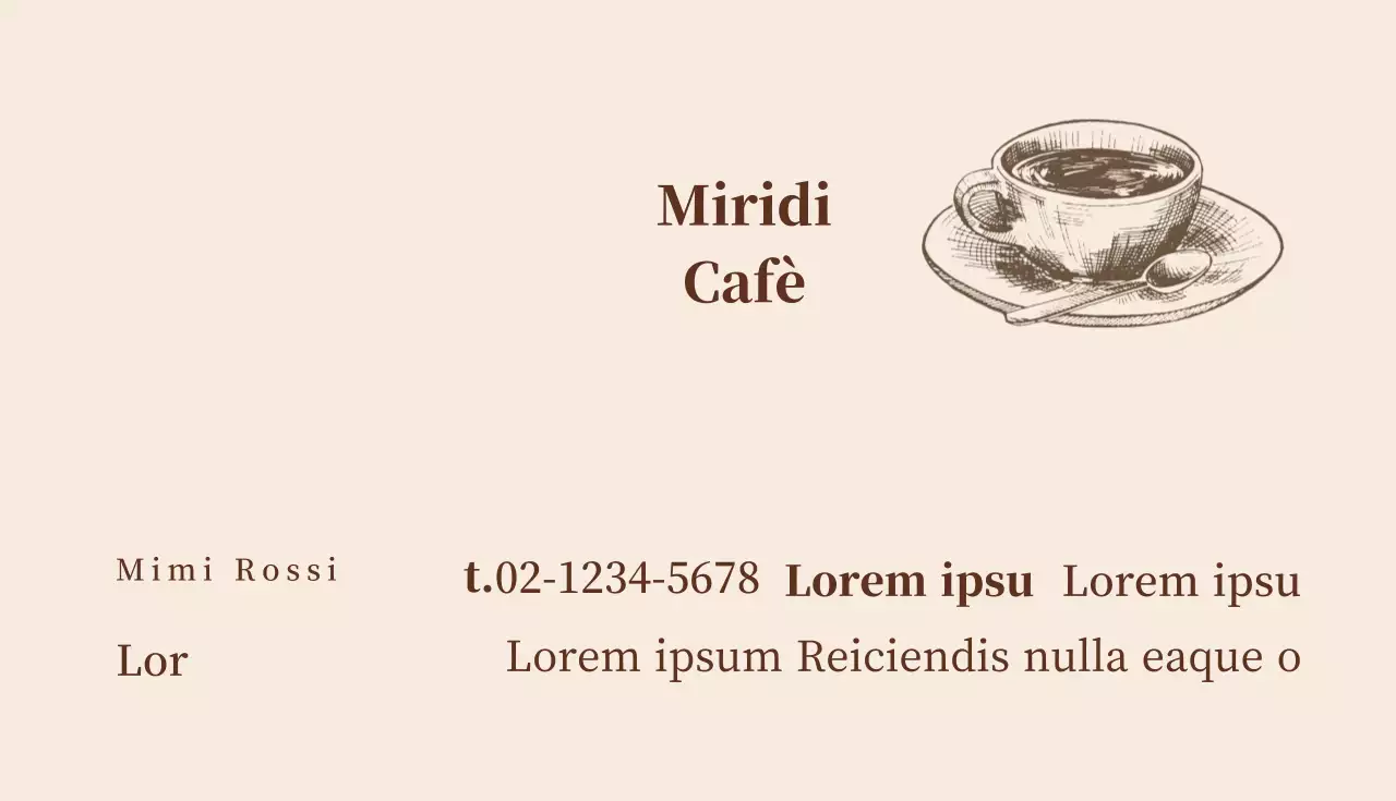 Biglietto da visita illustrato marrone avorio per caffè