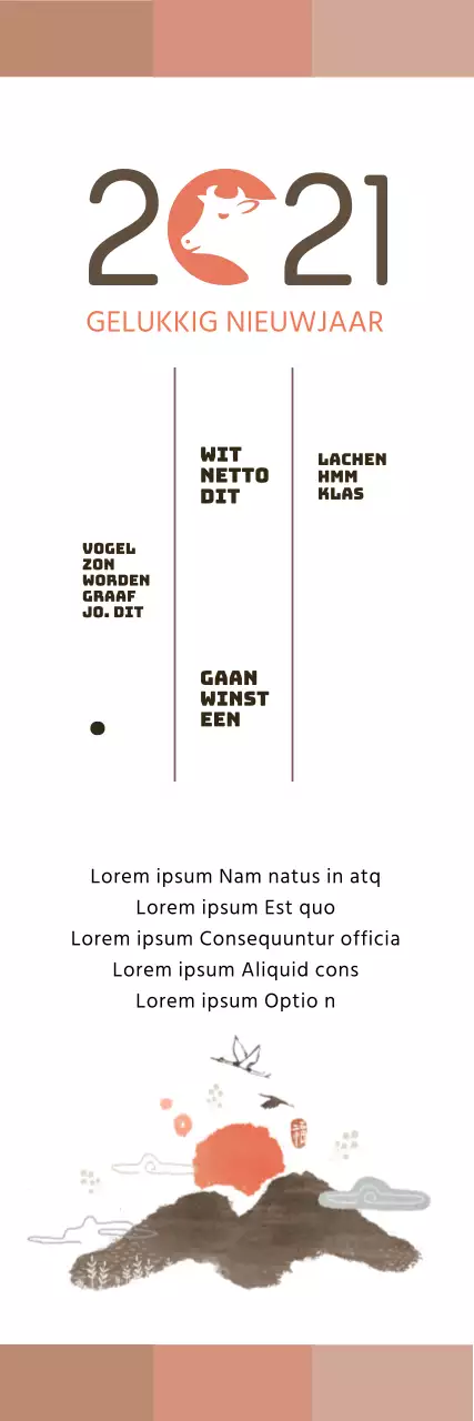 Beige Illustratie Traditionele Nieuwjaarsgroet