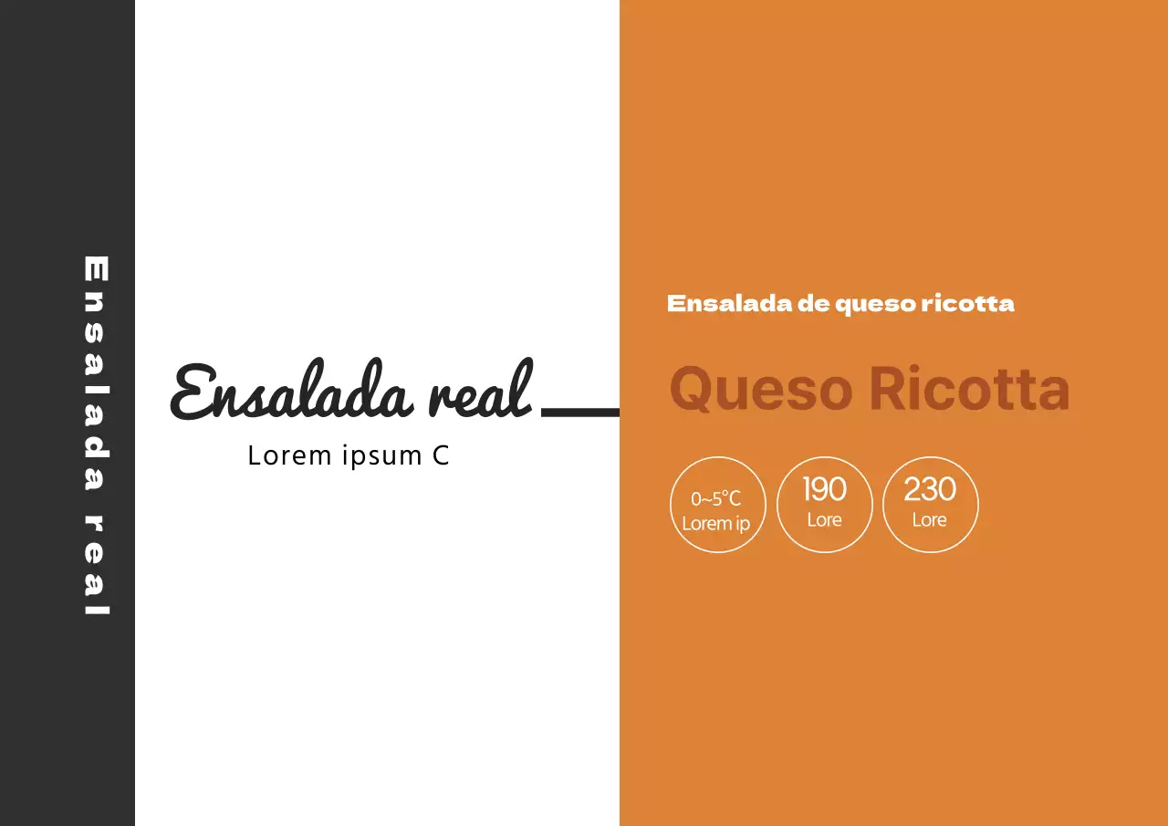 Naranja negro ilustración ensalada etiqueta de alimentos