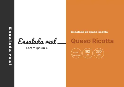 Naranja negro ilustración ensalada etiqueta de alimentos