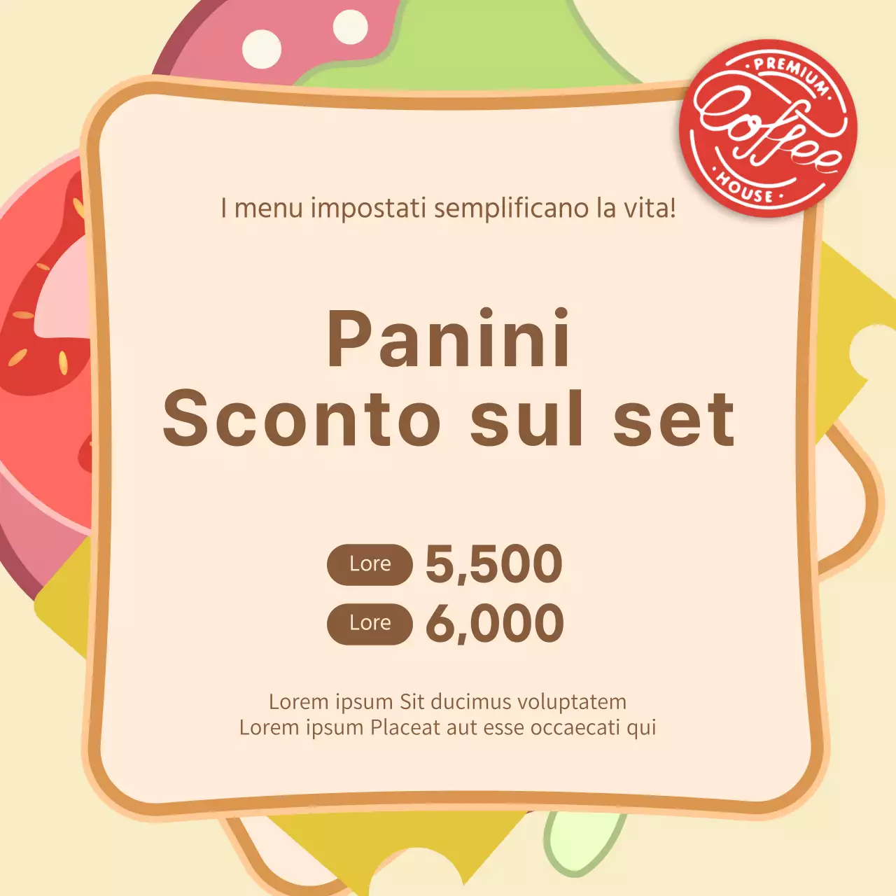 Set di panini con sfondo di illustrazione del paneScontato