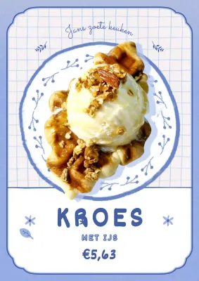 Croffel op een mauve vintage geïllustreerd bord