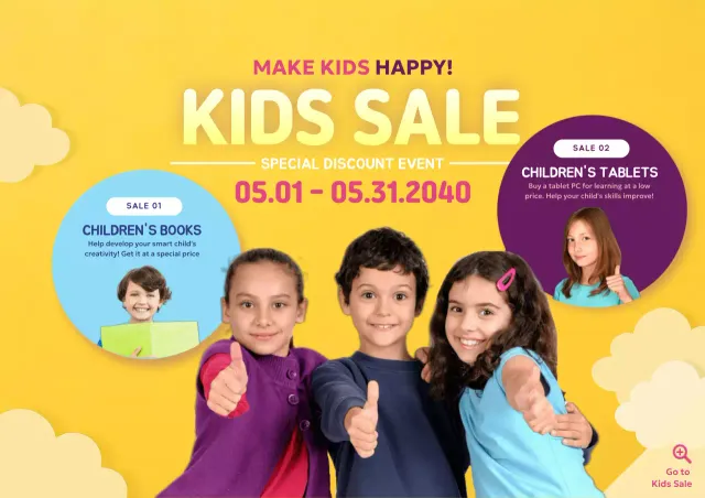 Poster Promosi Penjualan Anak Trendy Kuning