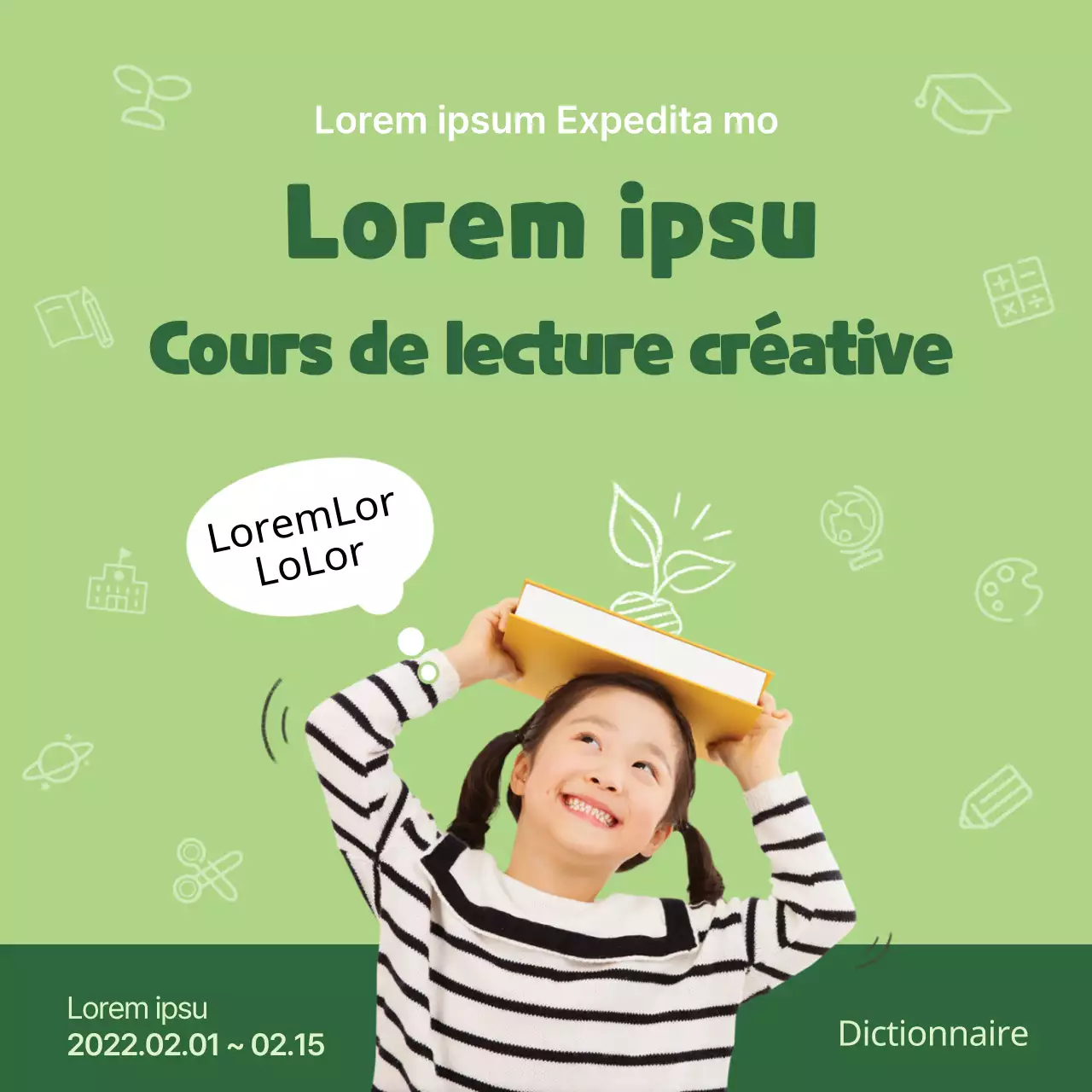 Lecture créative en tons verts Contenu