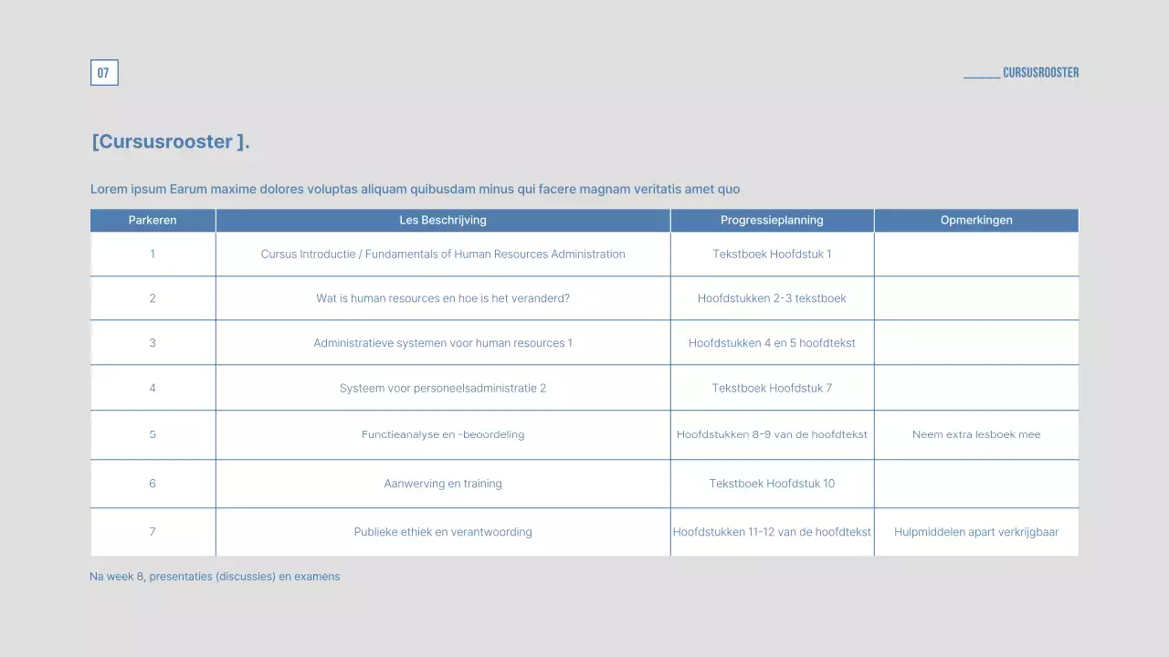 Een pastel en subtiele universiteitssyllabus