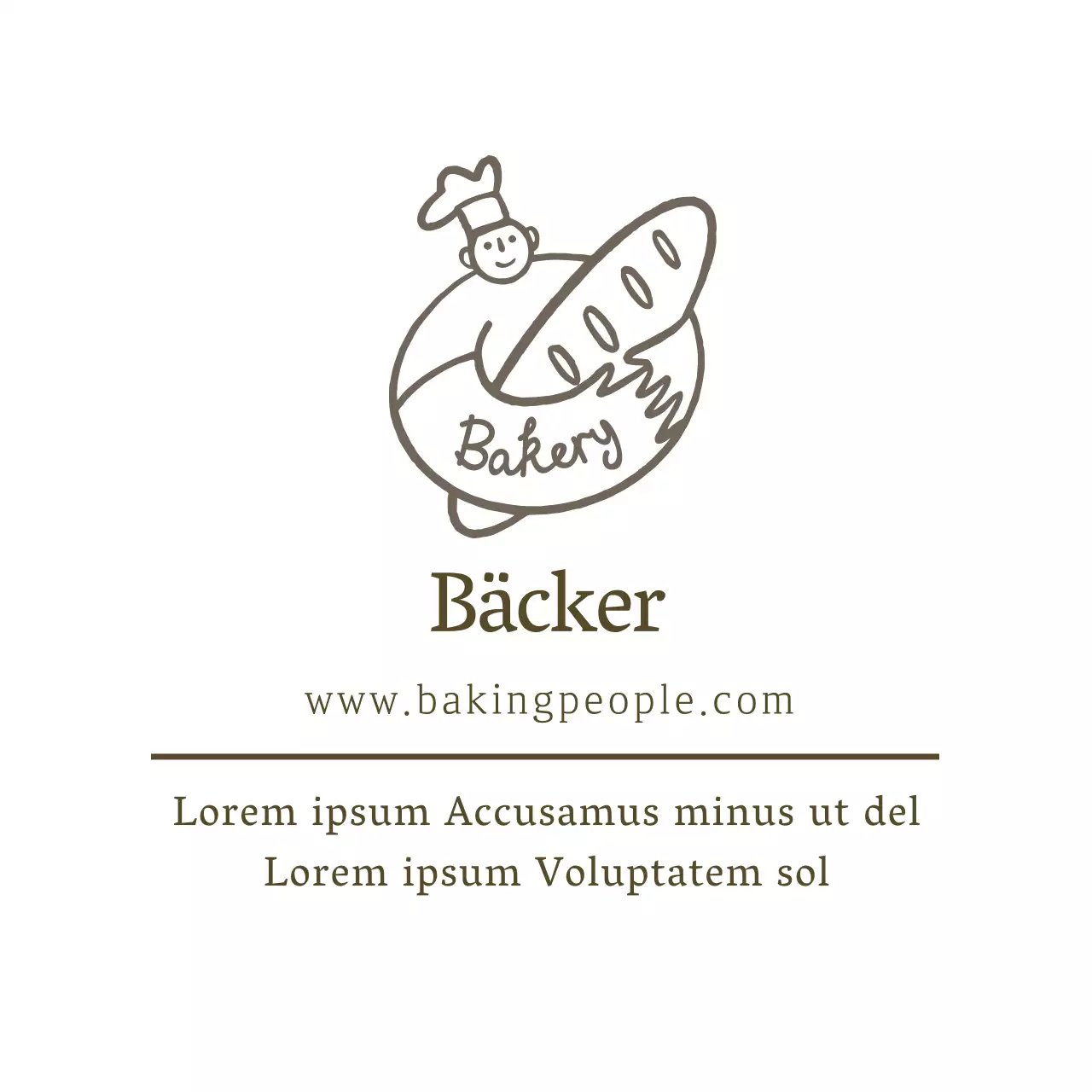 Braun Illustration Logo Bäckerei Bäckerei Etikett