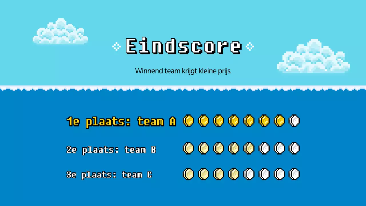 Workshop-quizspel met een blauw en geel korrelig gevoel