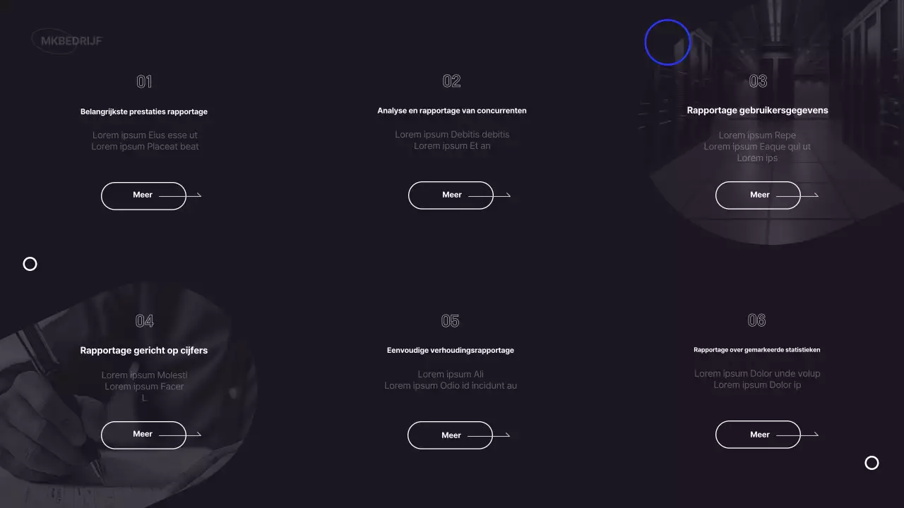 Eenvoudig zakelijk infografisch rapport in zwart en blauw