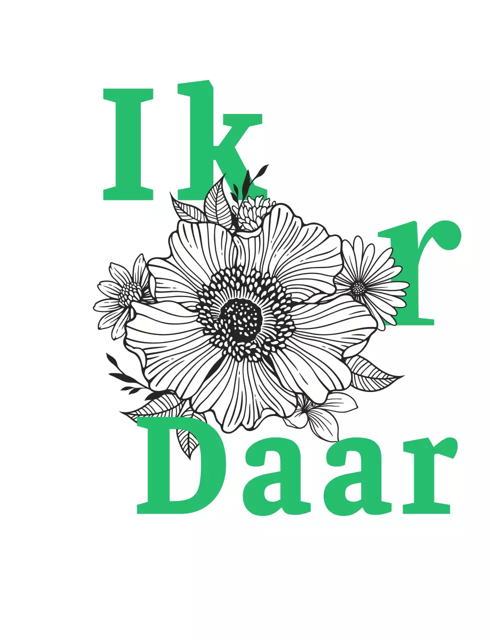 Merci Gepersonaliseerd T-shirt met bloemenillustratie in wit en groen logo