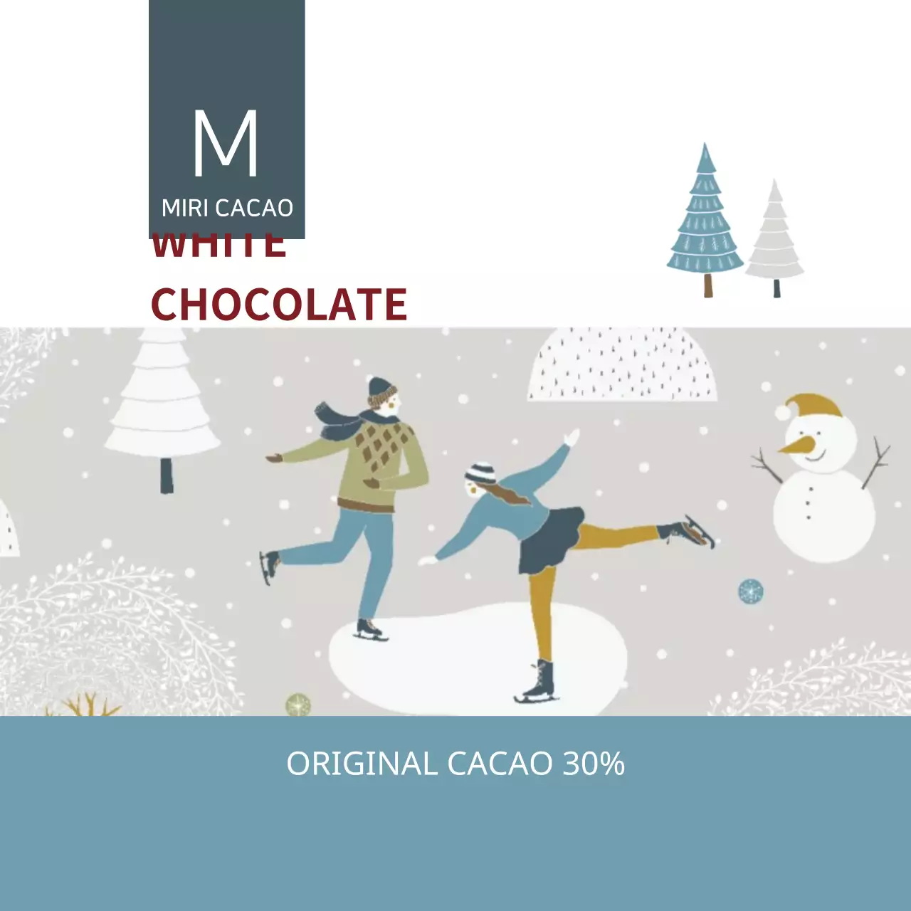 Label Teh Cokelat Panas Ilustrasi Musim Dingin Langit Biru