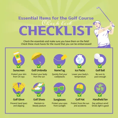 Yellow Modern Golf Checklist Instagram Post