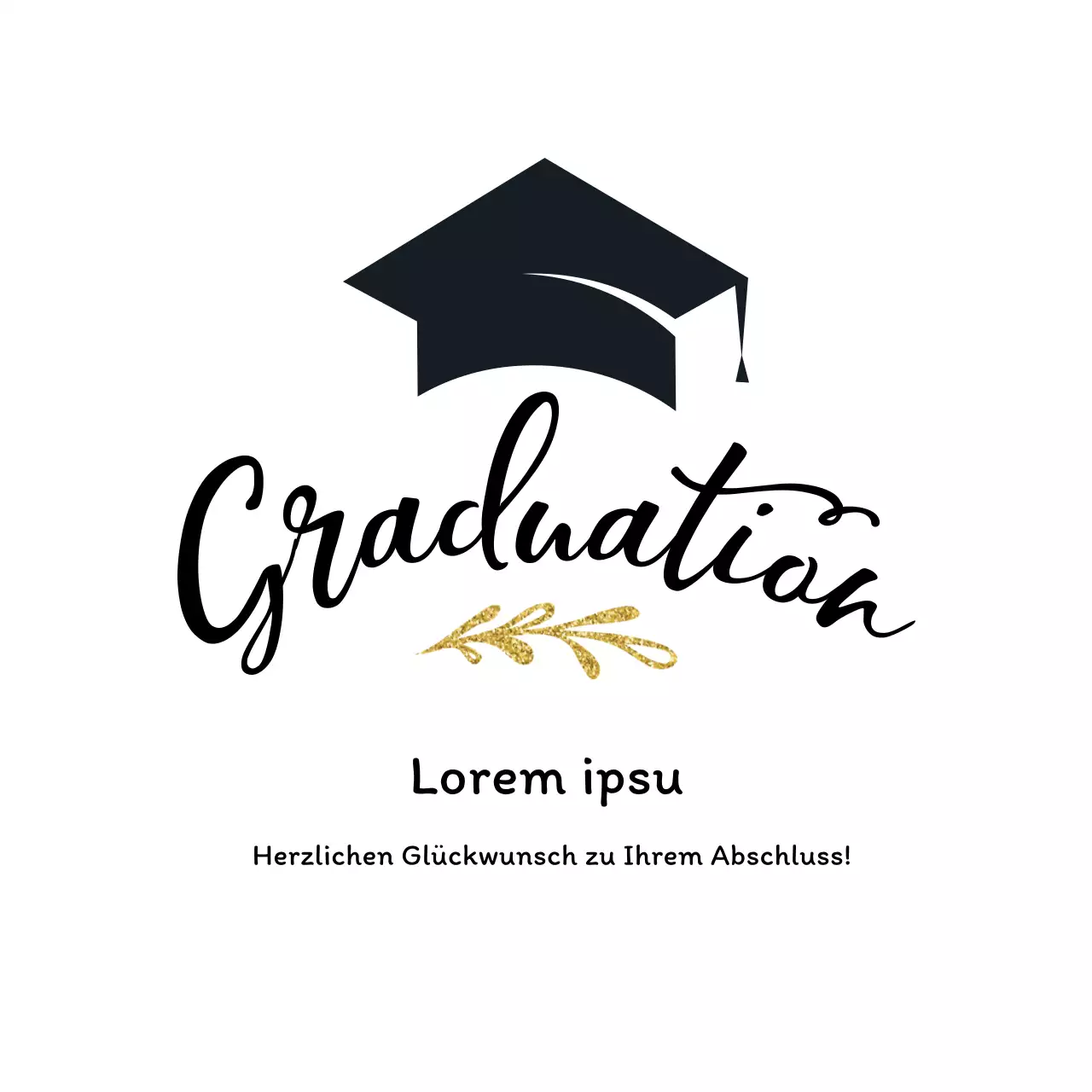 Schwarz-goldene Illustration zum Schulabschluss
