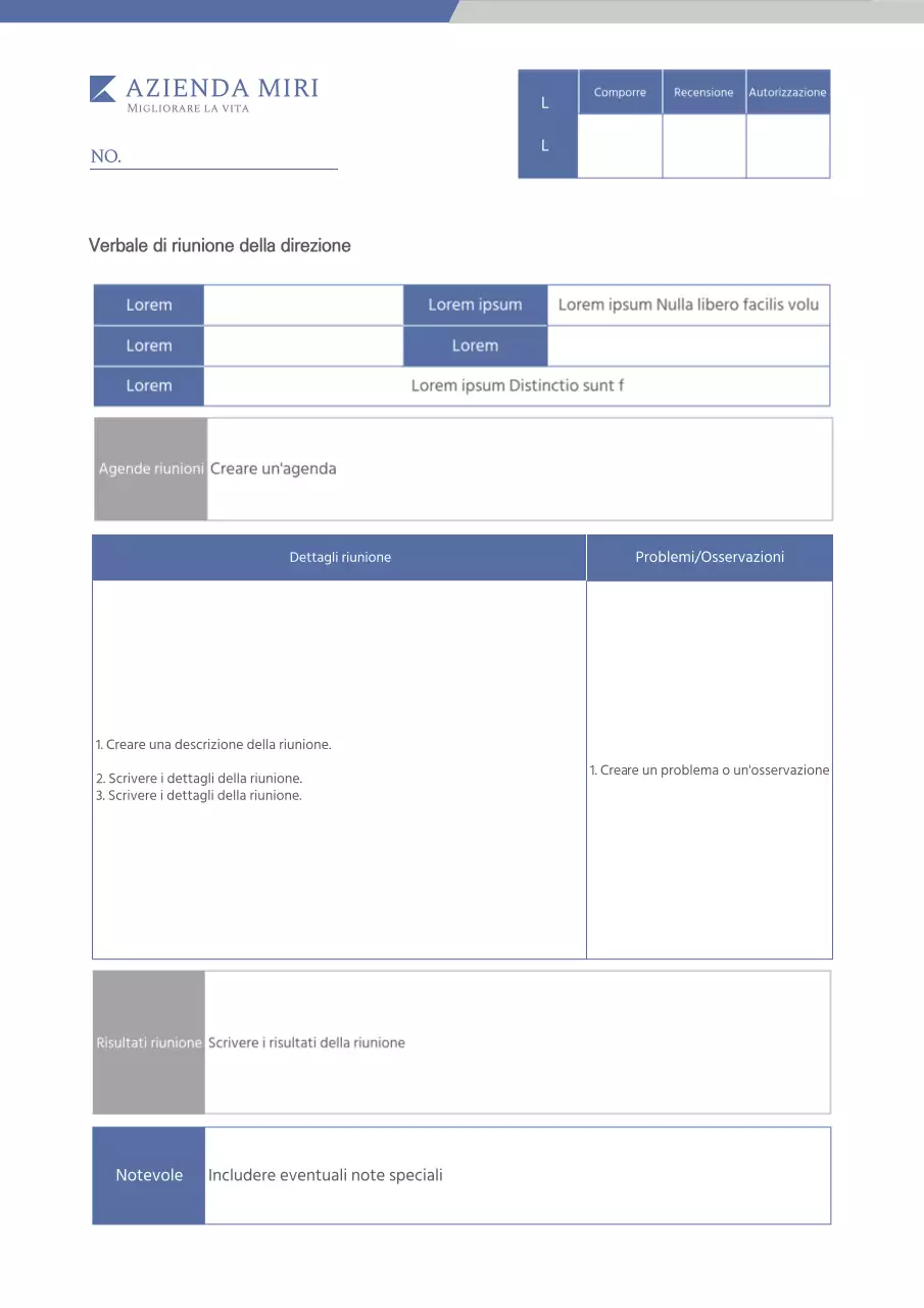 Verbale di riunione dell'esecutivo semplice blu e grigio