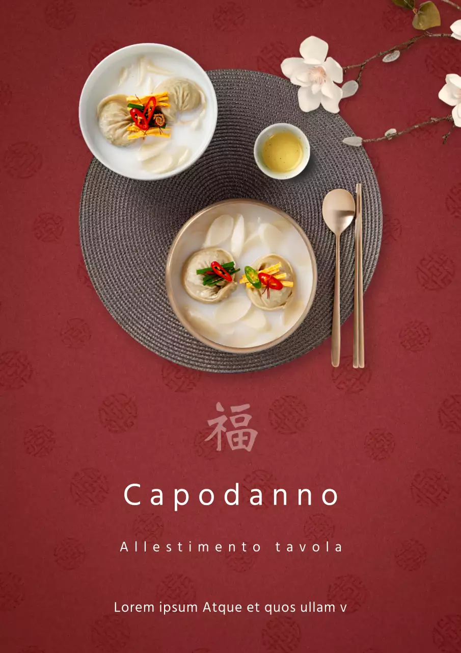 Poster di sconto tradizionale per il Capodanno con sfondo rosso