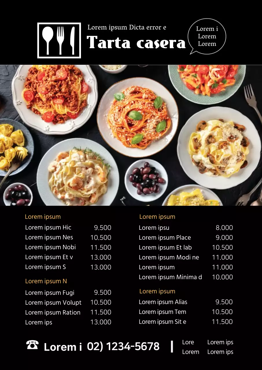 negro foto destacar logotipo comida pasta menú