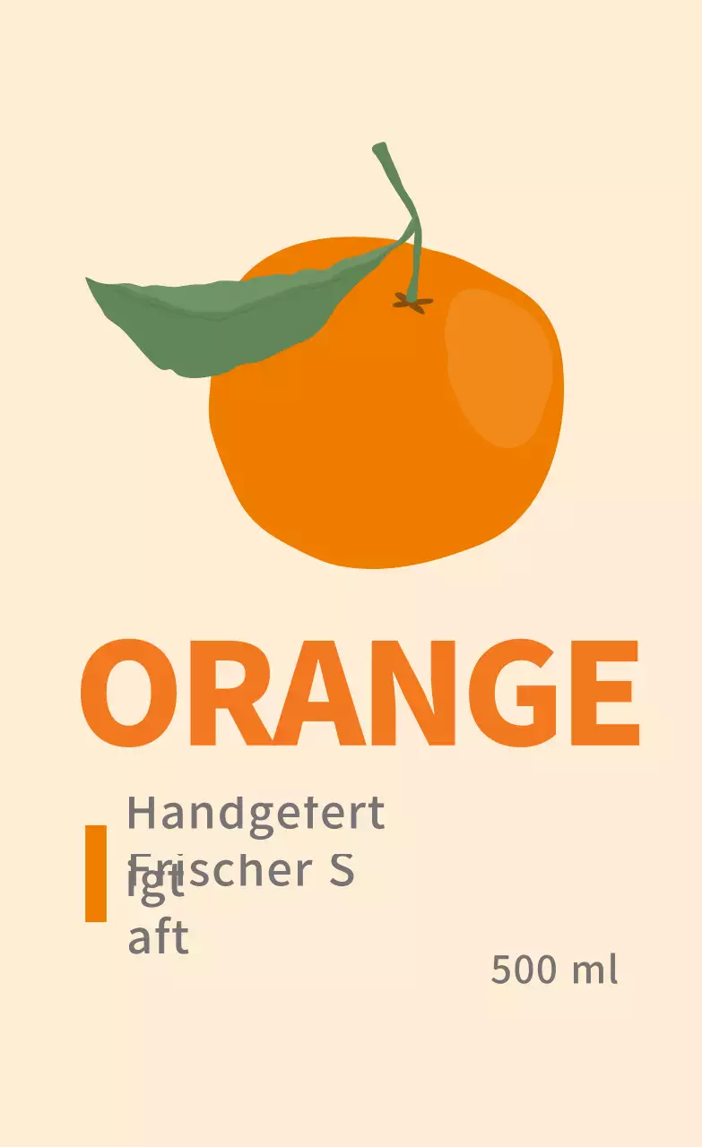 Niedliche Lebensmitteletiketten mit orangefarbenen Illustrationen